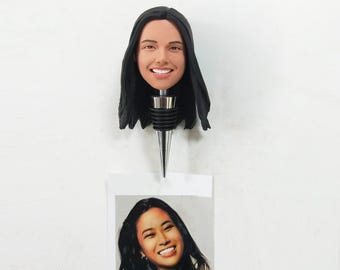 Custom Figurine Head Wine Stopper, Personalized Wedding Gift