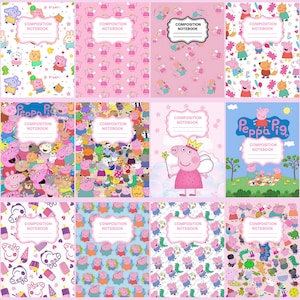 Peppa Pig Composition Notebook PNG, Cute Pink School Cover, Kids Composition Book Design, Printable Notebook Cover, Digital Download