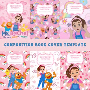 Ms. Rachel Composition Book Cover Bundle, Cute Preschool Notebook Covers, School Journal Collection for Kids