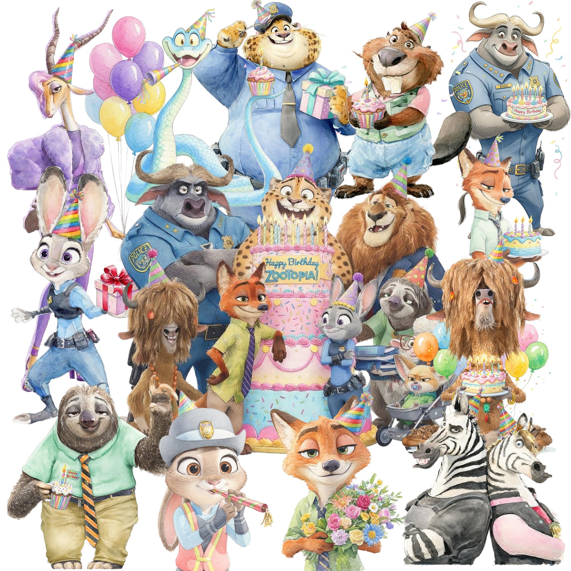 Zootopia Birthday PNG Bundle, Nick Wilde Judy Hopps Clipart, Zootopia ...