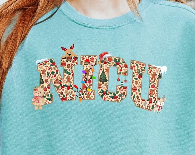 Comfort Colors Nicu Nurse Christmas T-Shirt NICU Shirt Reindeer Nurse Christmas For Gift Nurse Unit Practitioner Sweatshirt Team