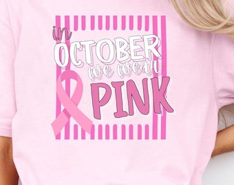 In October We Wear Pink shirt, Breast Cancer Awareness Shrit, Retro Breast Cancer Shirt, Halloween Pink Ghost Shirt, Halloween Shirt