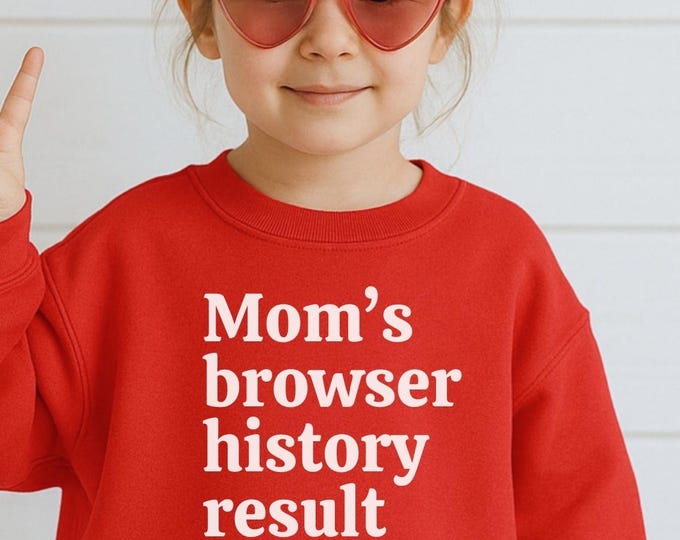 Mom's Browser History Result Tee For Children, Sarcastic Tee For Kids, Dark Humor Kids Tee