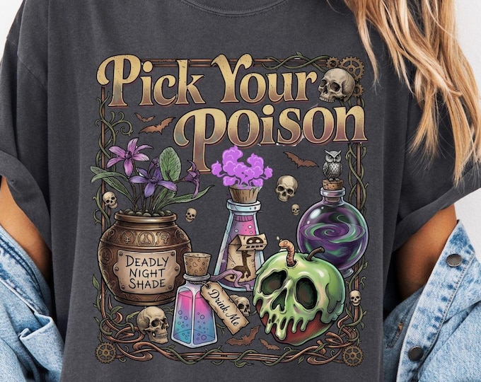 Pick Your Poison Vintage Princess Halloween TShirt Kuzco Poison Apple Tee Spooky Season Villain Cartoon Comfort Colors©
