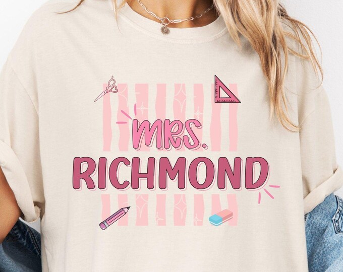 Custom Name Teacher Shirt, Personalized Teacher T-Shirt, Kindergarten Teacher Tee, Teacher Gift, Back to School, Teacher First Day of School
