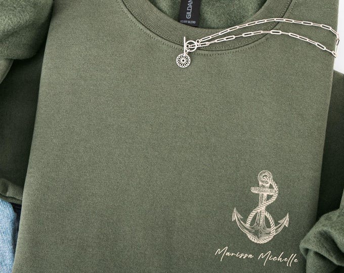 Custom Anchor Sweatshirt | Nautical Monogram Top | Personalized Boat Captain Gift