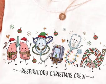 Christmas Respiratory Therapist Doodle Characters Shirt Respiratory Therapy Tee RRT Shirt Gift for Lung Therapist Xmas Pulmonary Nurse Unit