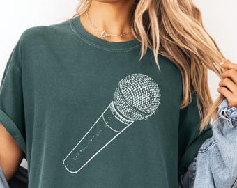 Comfort Colors® ヴィンテージマイクTシャツ：レトロミュージックラバーTシャツ