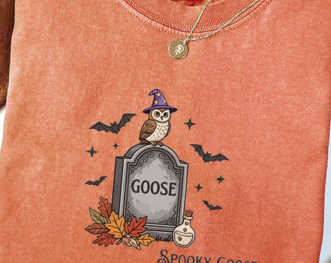 Spooky Goose On The Loose Shirt Comfort Colors Vintage Halloween TShirt Witchy Silly Goose Lover Tee Girly Gift Trick or Treat Outfit