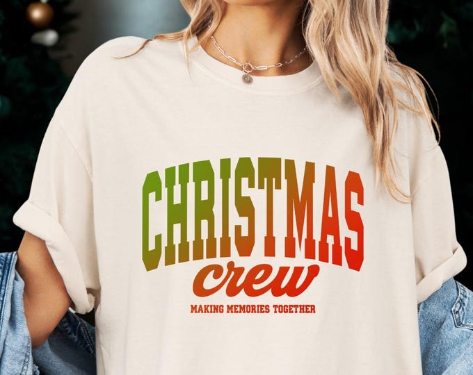 Comfort Colors Christmas Crew Shirt: Gradient Family Matching Tee