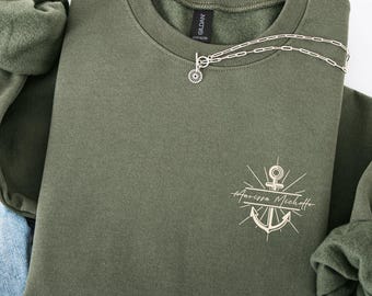 Custom Anchor Sweatshirt | Nautical Monogram Top | Personalized Boat Captain Gift