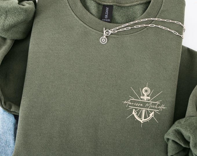 Custom Anchor Sweatshirt | Nautical Monogram Top | Personalized Boat Captain Gift