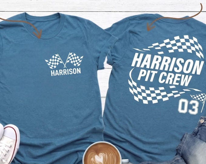 Custom Racing Shirts Personalized Pit Crew Shirt Motocross Pit Crew Tee Racing Pit Crew Tshirt Race Car Flag Race Team Tee Moto mom Gift