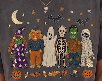 Vintage Halloween Characters Shirt Spooky Season Tee Retro Halloween Graphic Shirt Cute Halloween Costume Characters Tee 80's Halloween VHS