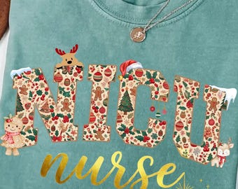 Comfort Colors Nicu Nurse Christmas T-Shirt NICU Shirt Reindeer Nurse Shirt Christmas For Gift Nurse, Nurse Unit Practitioner Shirt Tee