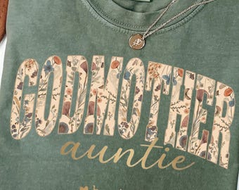 Auntie Godmother Bestie T-shirt for Godmother Proposal Baptism Day Gift Christian Shirts for Women Gifts Shirt Floral Toile Birthday Xmas