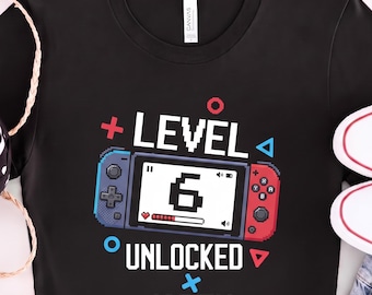 Custom Gamer Birthday Shirt Level 10 Unlocked Tee Gaming Tee Video Game Outfit Level Up Party Shirt Birthday Boy Name Shirt Pixel art