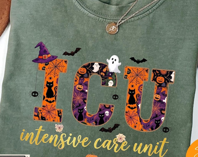 Comfort Colors Halloween Icu Nurse T-Shirt Intensive Care Unit ICU Unit Shirt Nurse Practitioner Sweatshirt Team Boo  Spooky Hospital staff