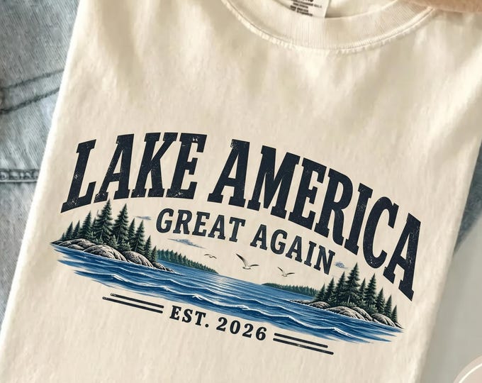 Lake America Est 2026 Graphic Tee Retro Vintage Lake America Shirts Lake Ontario Great Lakes Shirt Patriotic USA Tee America Trump MAGA Tee
