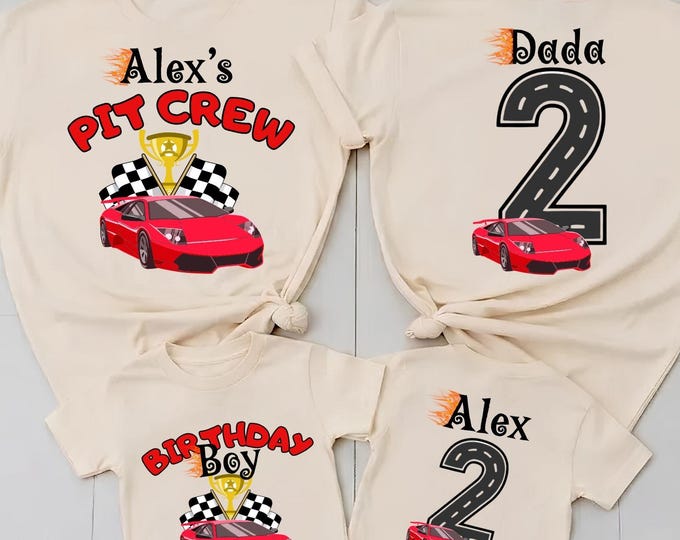 Custom Pit Crew 3rd Birthday Boy Matching Family Shirt Personalized Sweatshirt Baby Bodysuit Party