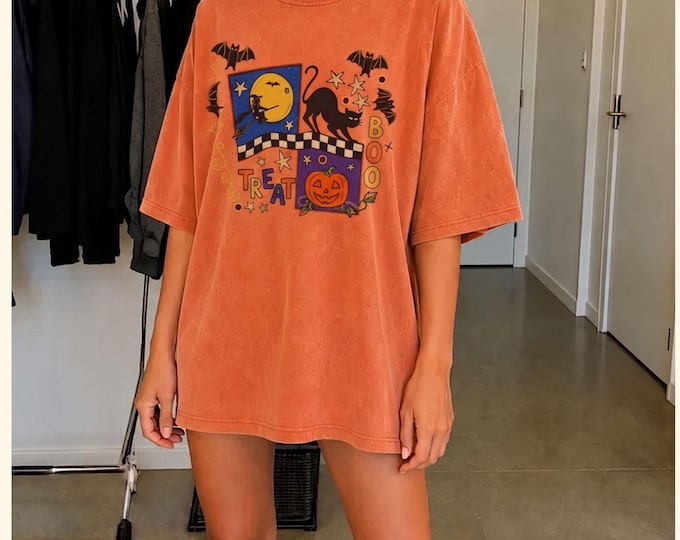 Retro Halloween Shirt Sweatshirt Vintage Spooky Season Tee Crewneck, Pumpkin Ghost Black Cat Fall Graphic Gift Vintage Halloween VHS shirt