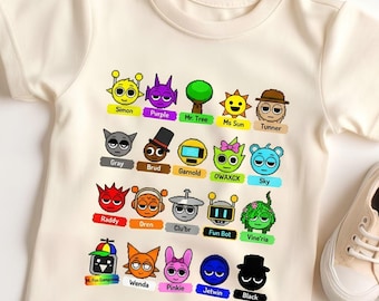 Sprunki Character Shirt Roblox Fan Tee Kids Owakcx T-shirt Boy T-shirt Video Game Matching Team Robots Shirt Roblox tshirts Kids Pixel art
