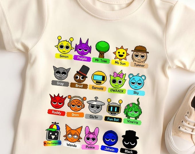 Sprunki Character Shirt Roblox Fan Tee Kids Owakcx T-shirt Boy T-shirt Video Game Matching Team Robots Shirt Roblox tshirts Kids Pixel art