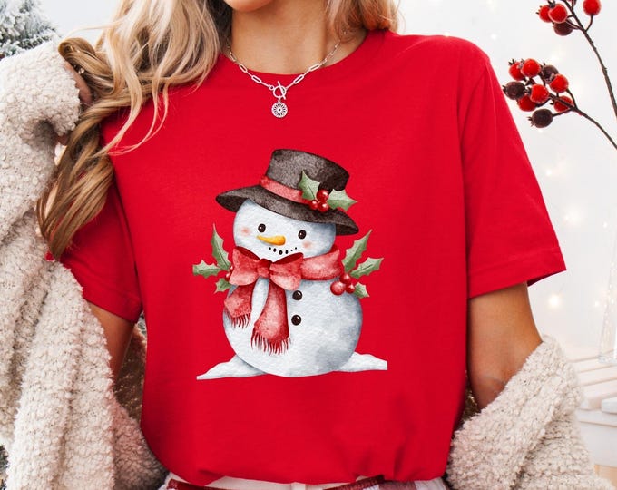 Christmas Snowman Gift T-Shirt – Cute Winter Graphic Tee, Festive Holiday Snowman Shirt for Men and Women