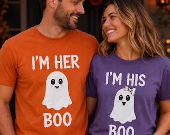 I'm Her Boo Shirt, I'm His Boo Shirt, Couples Halloween Shirts Matching Ghost Shirt Set Sweatshirt