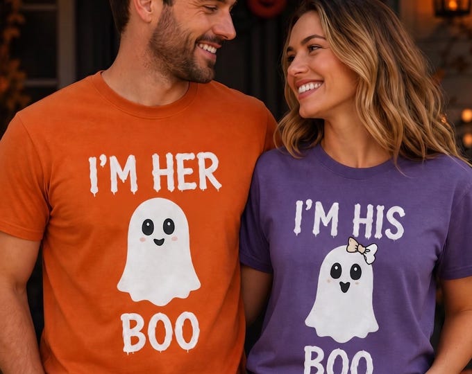 I'm Her Boo Shirt, I'm His Boo Shirt, Couples Halloween Shirts Matching Ghost Shirt Set Sweatshirt