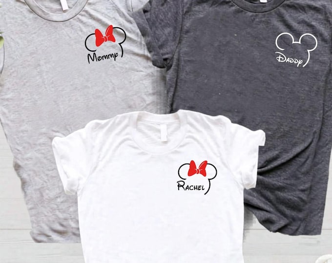 Matching Family Disney Shirts Custom Reunion Disney Trip Tees Mickey and Minnie Mouse Ears Cousin Personalized Names Disney Shirt Gifts