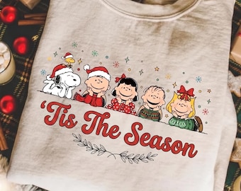 Retro Christmas Cartoon Shirt Vintage Holiday Friends Tee Classic Cozy Christmas Sweatshirt Family Matching Xmas Top Noel Tree
