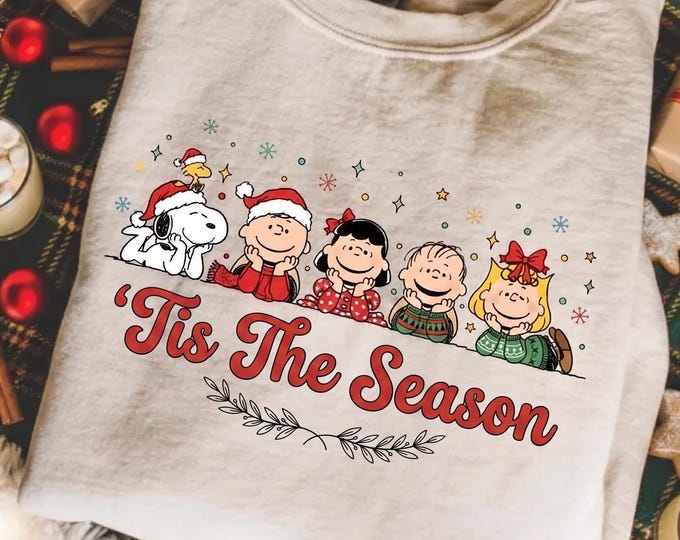 Retro Christmas Cartoon Shirt Vintage Holiday Friends Tee Classic Cozy Christmas Sweatshirt Family Matching Xmas Top Noel Tree