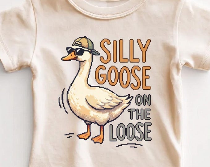 Silly Goose On The Loose Kids Shirt - Funny Goose Toddler Tee Tshirts Toddler Pixel art
