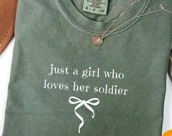 Just A Girl Who Loves Her Soldier Shirt Airforce Army Girlfriend Sweatshirt Navy Wife Crewneck Military Wife Gift Deployment Support Gift