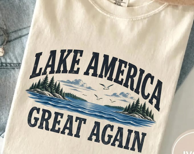 Lake America Est 2026 Graphic Tee Retro Vintage Lake America Shirts Lake Ontario Great Lakes Shirt Patriotic USA Tee America Trump MAGA Tee