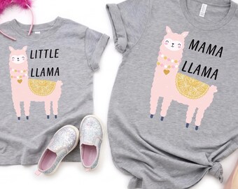 Mommy and Me Shirts Mama Llama Shirt Baby Little Llama Baby Shower Boy Girl Gift Mom Daughter Matching Tee Mother Daughter Outfits