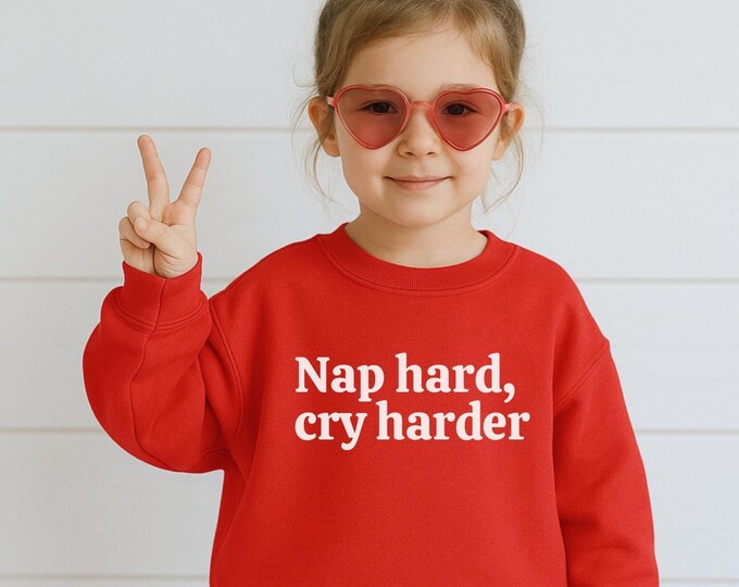 Nap Hard Cry Harder Tee For Children, Sarcastic Tee For Kids, Dark Humor Kids Tee