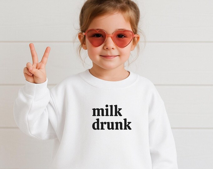 Milk Drunk Tee For Children, Sarcastic Tee For Kids, Dark Humor Kids Tee
