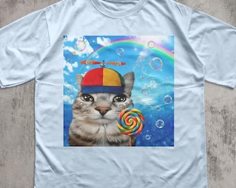 Funny Happy Cat Dreamcore T-shirt Cats Shirt Brainrot Meme Tee Silly Kitten Tee Cat Lover Gifts Weird Tees Gen Z Humor Tshirt Gift For Bf