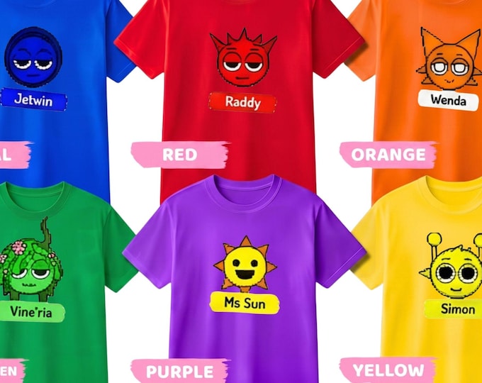 Birthday Sprunki Character Shirt Roblox Fan Tee Kids Owakcx T-shirt Boy Video Game Matching Team Robots Custom tshirts Kids Pixel art