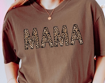 Comfort Colors® Leopard Mama Shirt, Mothers Day Gift, Mom Shirt, Retro Mama Shirt, Gift For Mom, Mama Shirt, Leopard Mama T-Shirt