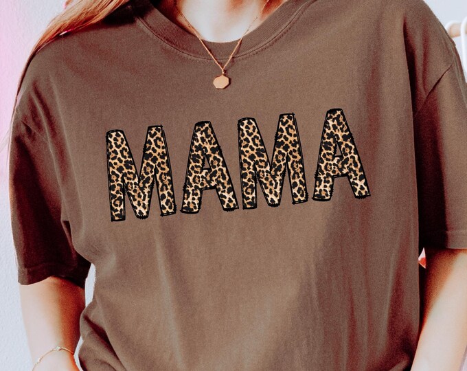 Comfort Colors® Leopard Mama Shirt, Mothers Day Gift, Mom Shirt, Retro Mama Shirt, Gift For Mom, Mama Shirt, Leopard Mama T-Shirt