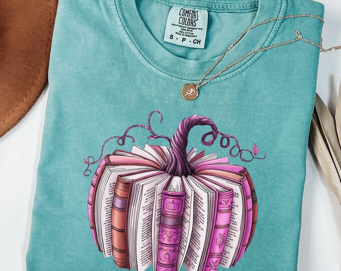 Comfort Colors® Fall Book Pumpkin Sweatshirt, Pumkin Book Hoodie, Fall book Sweater, Halloween Teacher Gift, Retro Reading Halloween Sweater