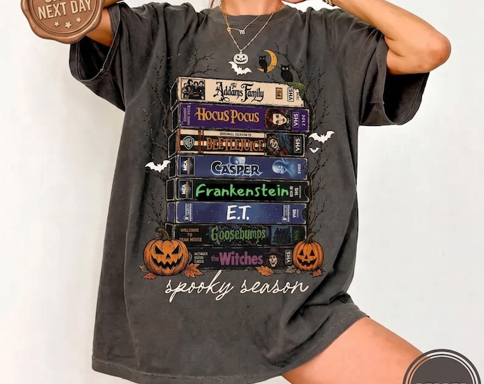 Vintage Halloween VHS Tee Retro Spooky Season Shirt Funny Horror T-shirt Scary Movie Books Halloween Shirt Comfort Colors©