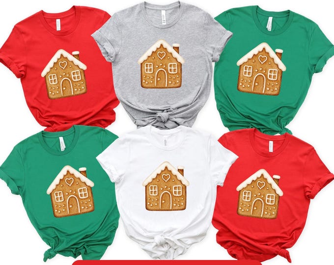 Gingerbread House T-Shirt, Cute Christmas Baking Tee, Festive Holiday Cookie Graphic Shirt for Men and Women