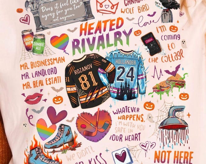 Halloween Heated Rivalry Shirt Hollanov Couple Romance Book Tshirt Hockey Rivals Couple Shirts Fangirl Movie Fans Spooky Gift Comfort Colors