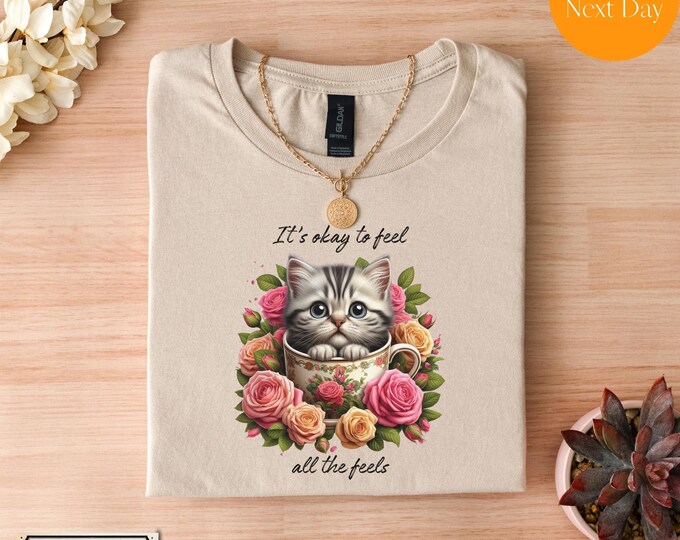 It’s Okay to Feel All the Feels Cat Lover T-Shirt