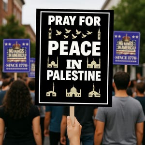 Pray for Peace in Palestine Protest Sign – Pro-Palestine March Poster – Free Palestine Rally Art