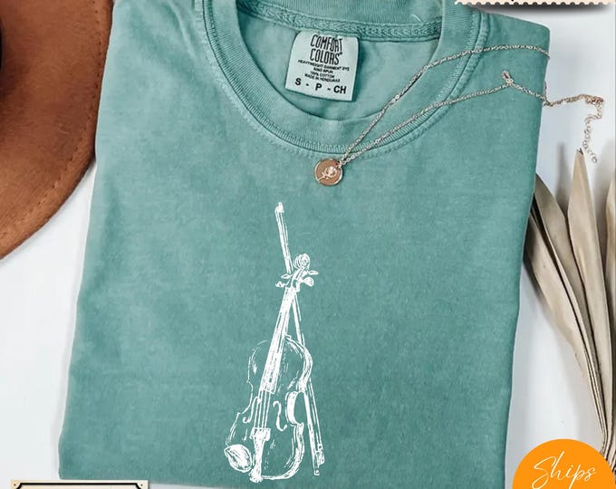 Comfort Colors® Music Lover's Violin Sketch Tee - Gift for Musicians